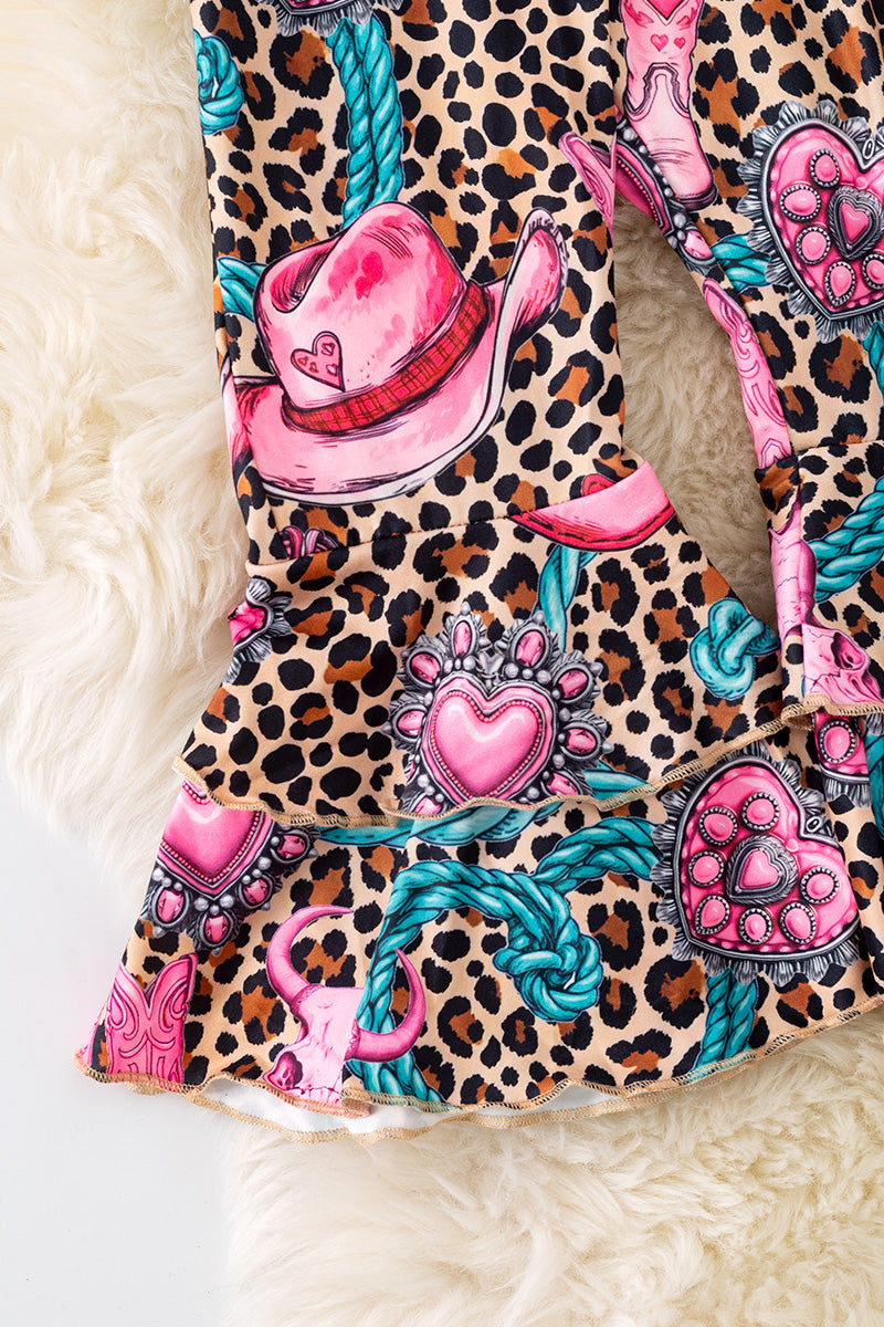 Cheeta printed double layer bell jumpsuit. PNG50425