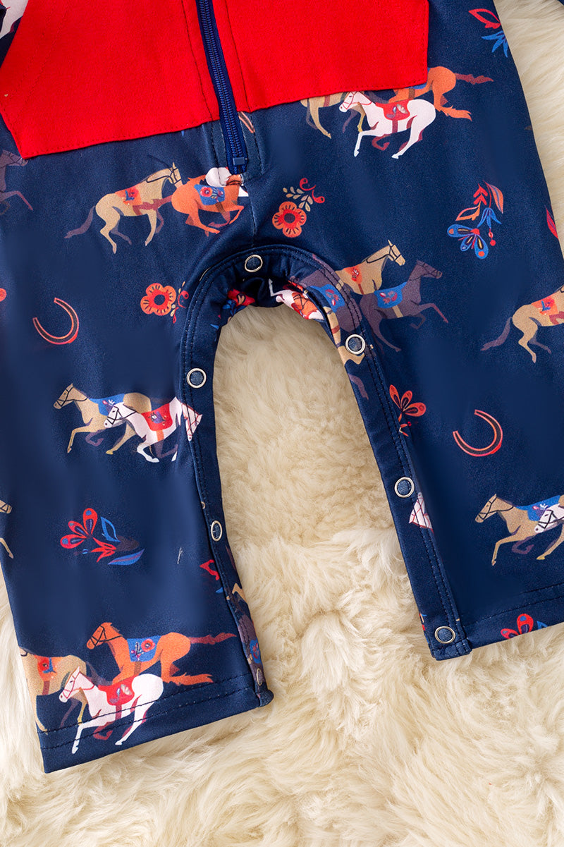 Girls-floral horse printed baby romper. RPB50322
