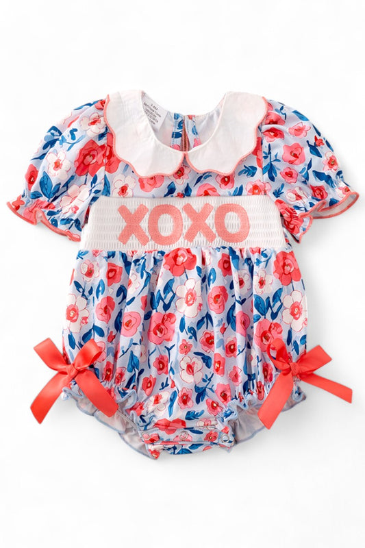 Sweet Lilli romper with a touch of coral & blue bubble romper.