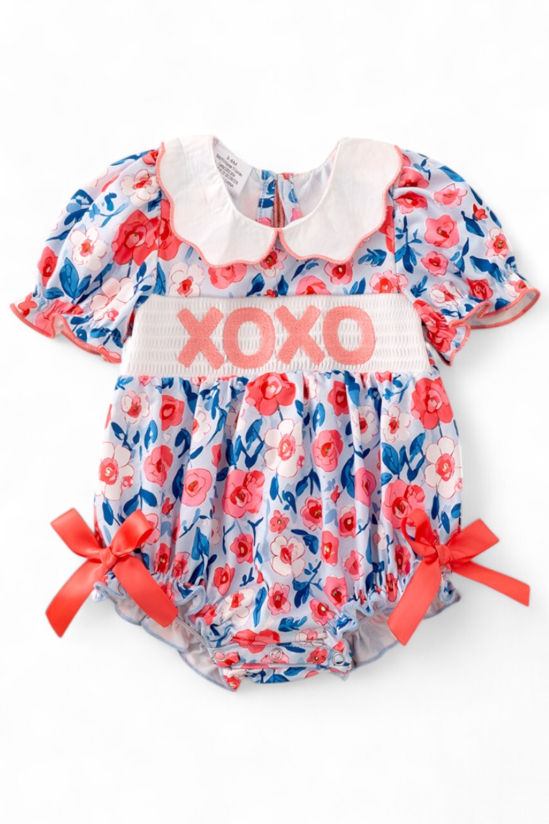 Sweet Lilli romper with a touch of coral & blue bubble romper.