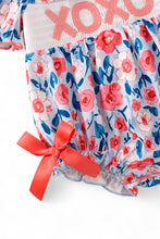 Load image into Gallery viewer, Sweet Lilli romper with a touch of coral &amp; blue bubble romper.
