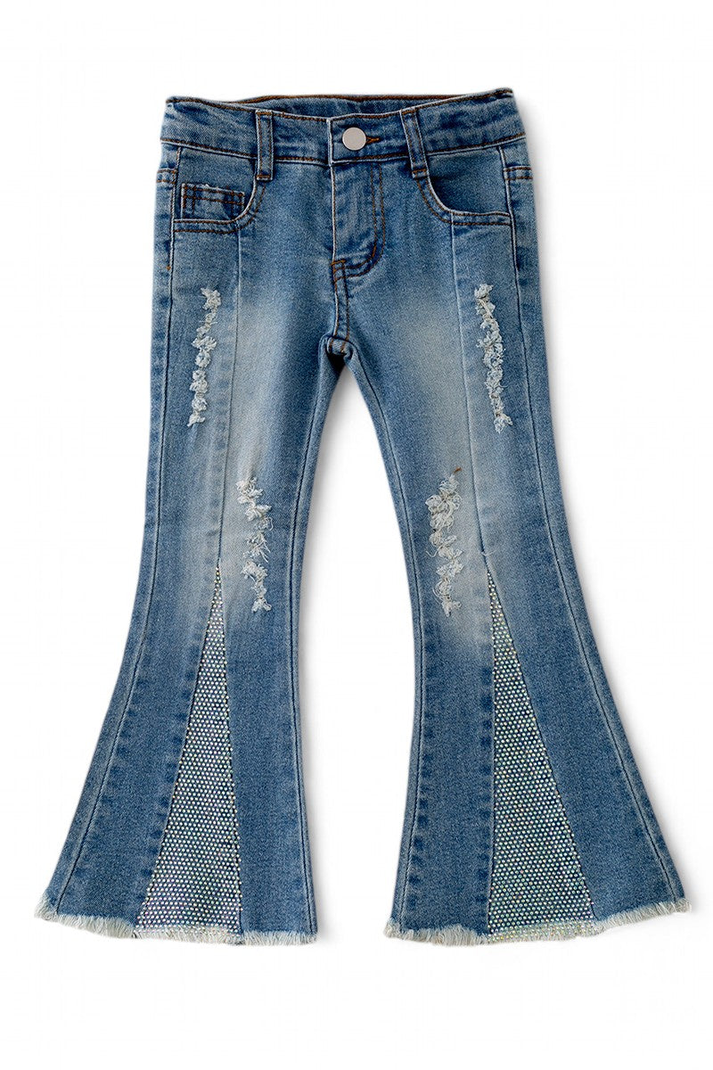 Dazzling rhinestones denim jeans.