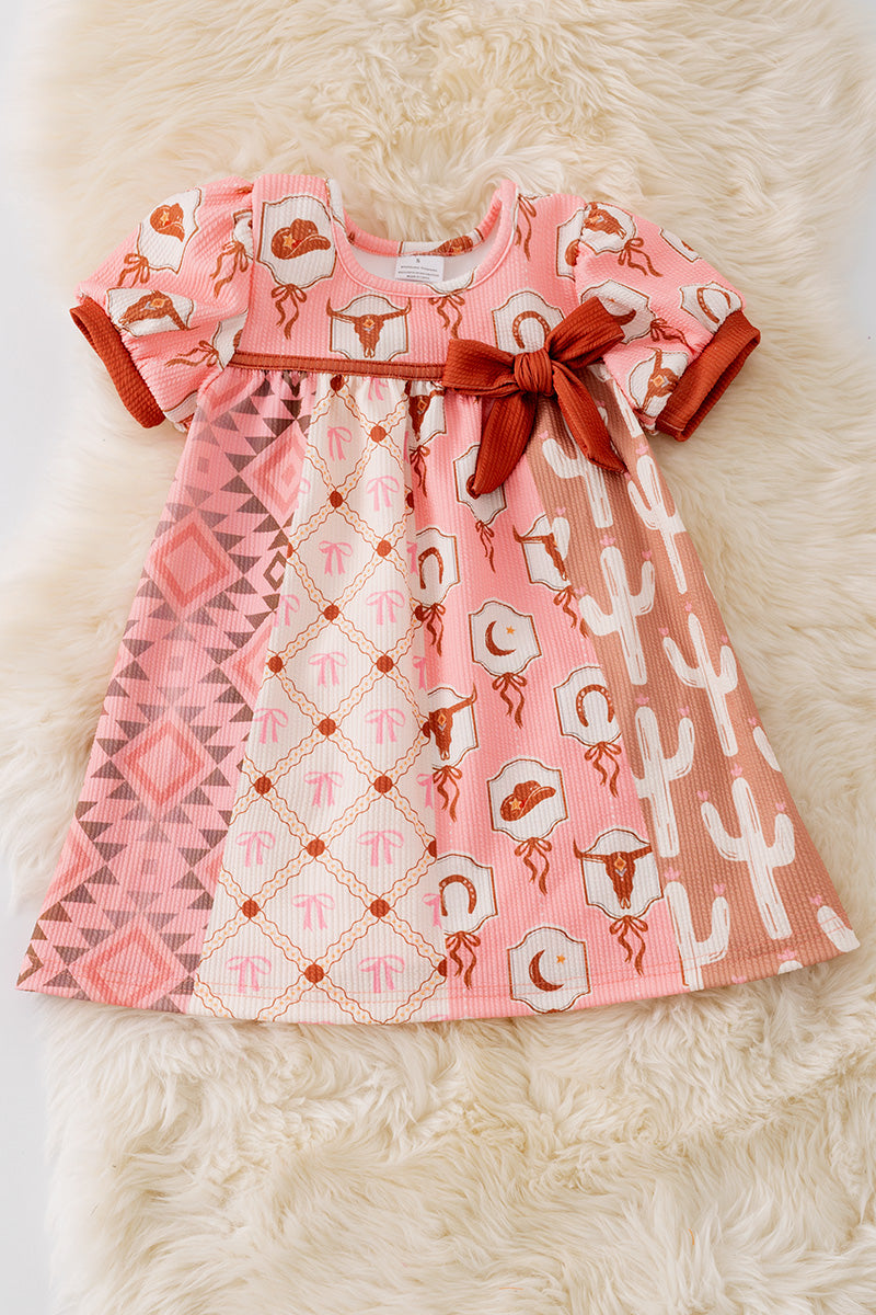 Multi-Printed western dress.