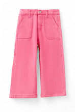 Load image into Gallery viewer, Pink denim pants wide leg jeans with pack pockets.
