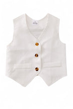 Load image into Gallery viewer, White button up Vest with simulate pockets.
