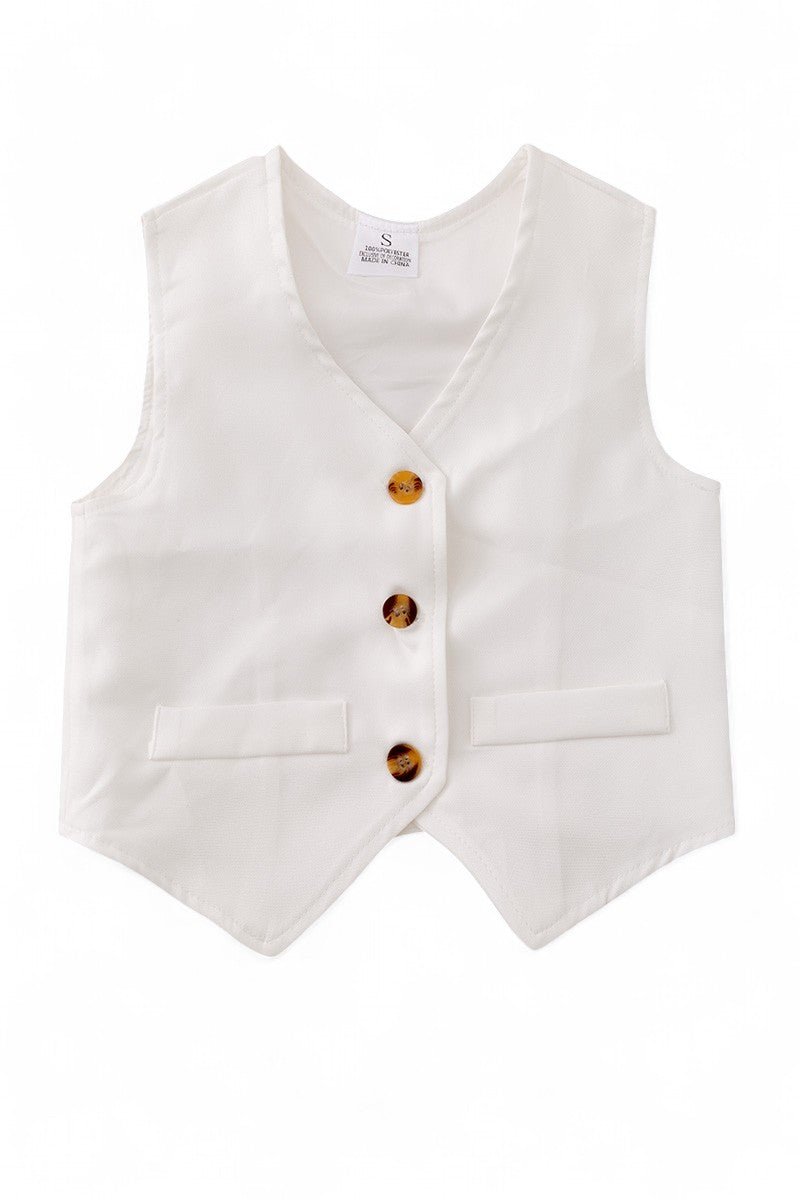 White button up Vest with simulate pockets.