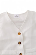 Load image into Gallery viewer, White button up Vest with simulate pockets.
