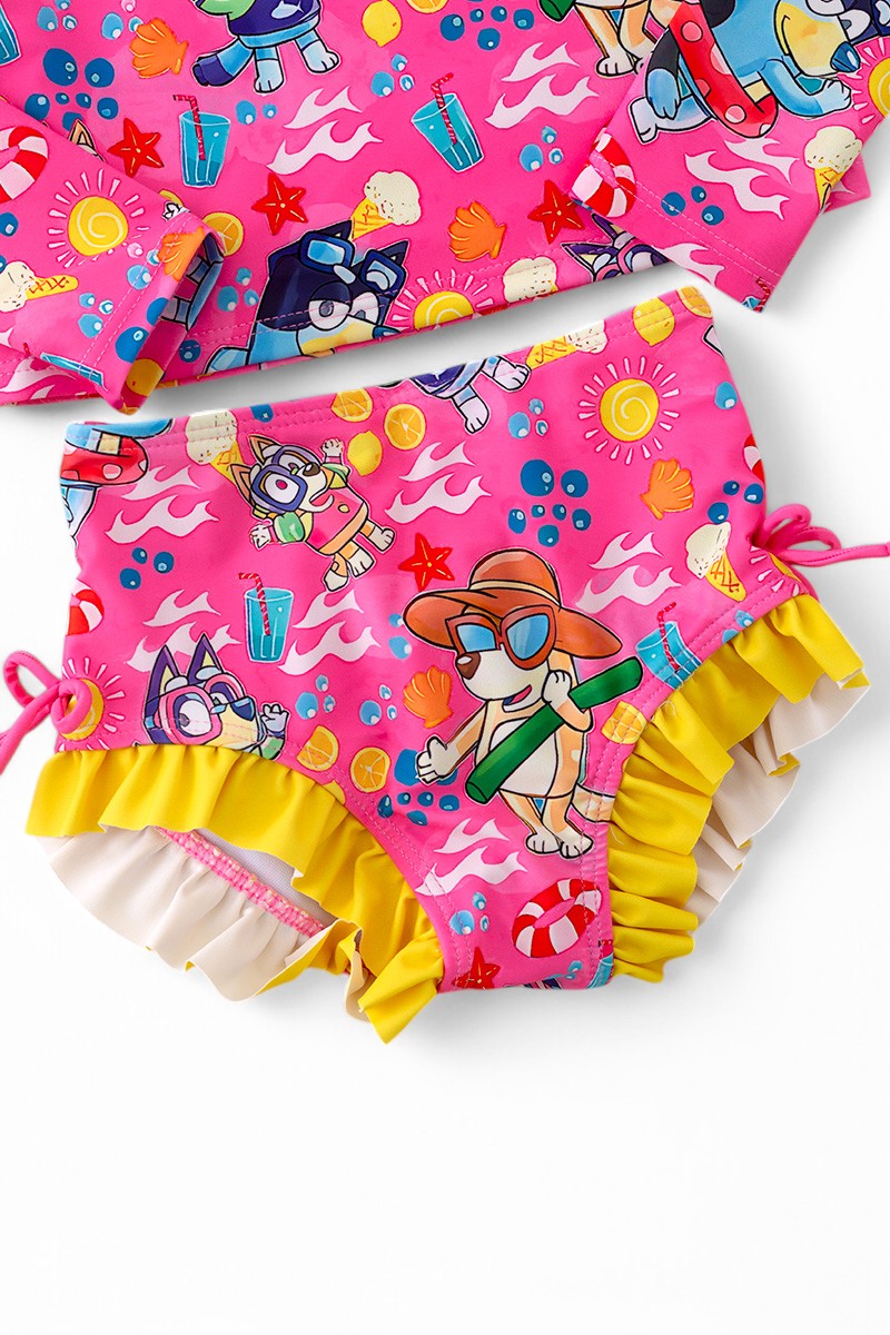 Pink cartoon printed swim set.