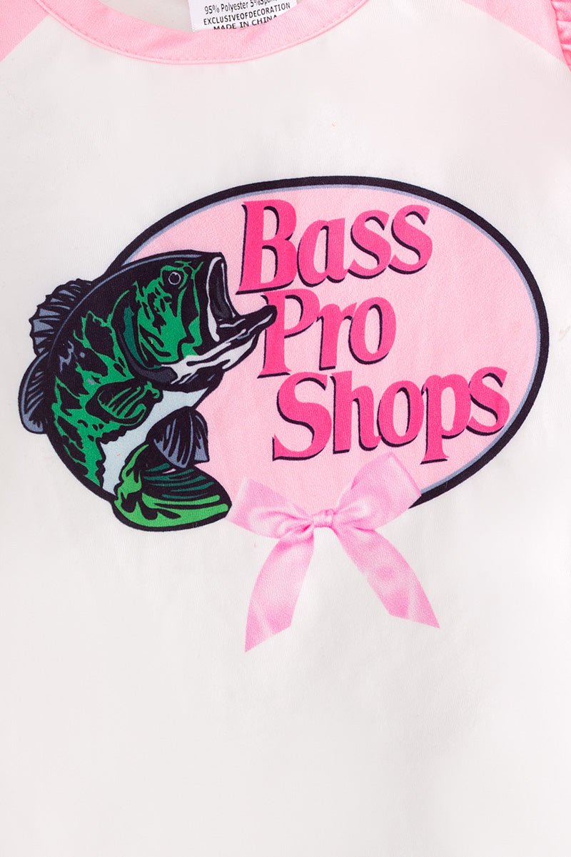 Cute bass printed onesie and skirt set. RPG53360