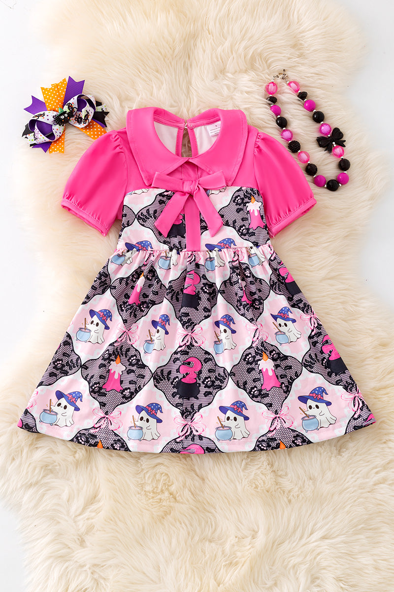 Fuchsia & lt.pink Halloween dress. DRG53648