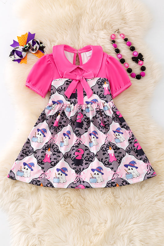 Fuchsia & lt.pink Halloween dress. DRG53648