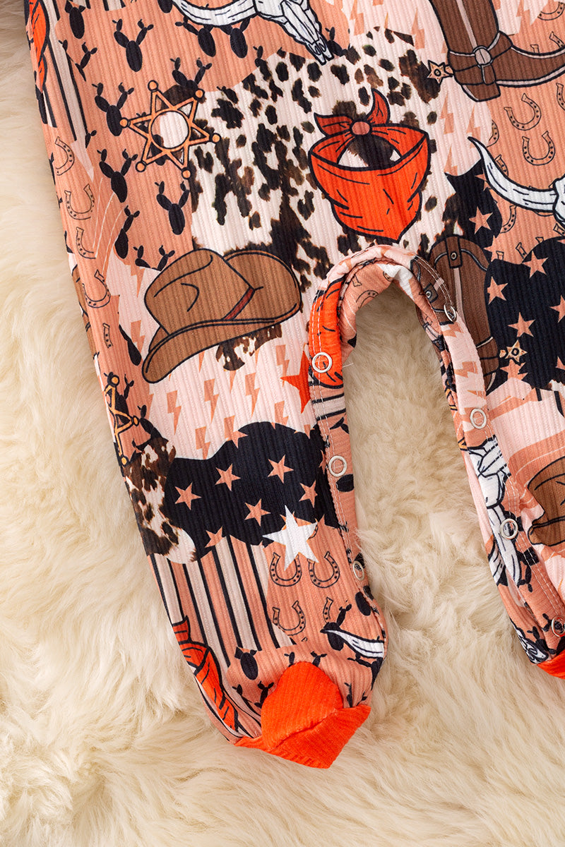 Boys western printed baby romper.