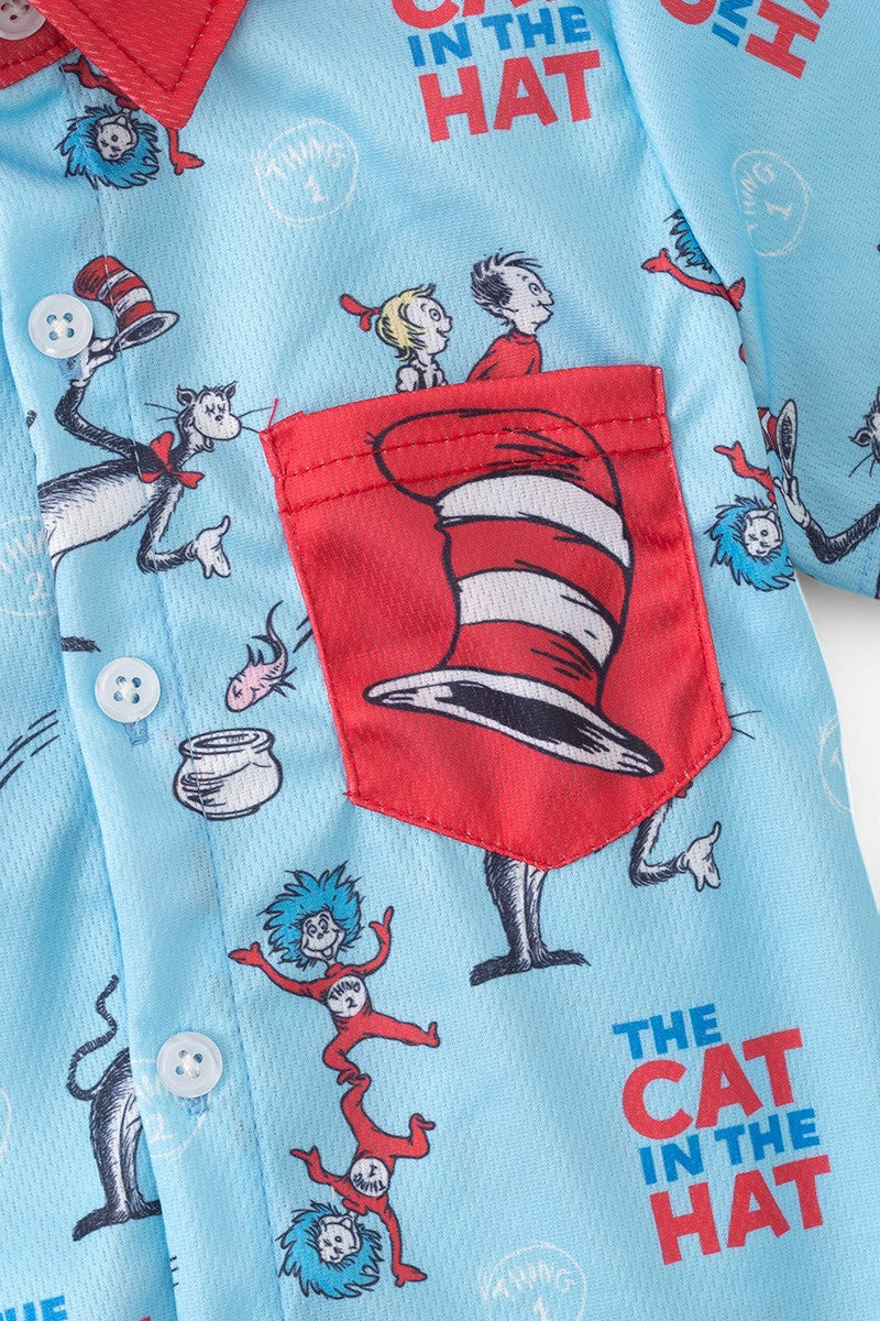 Dr Seuss printed button up shirt.