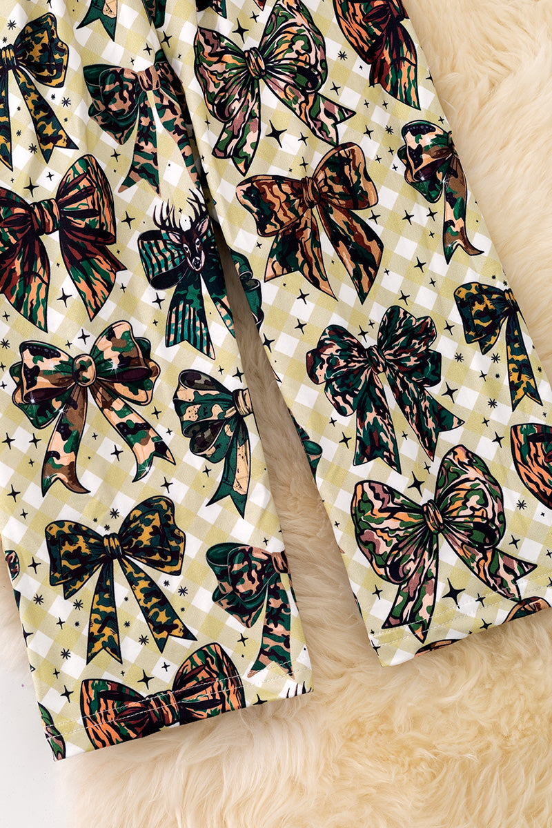 Camouflage coquette printed girls romper.