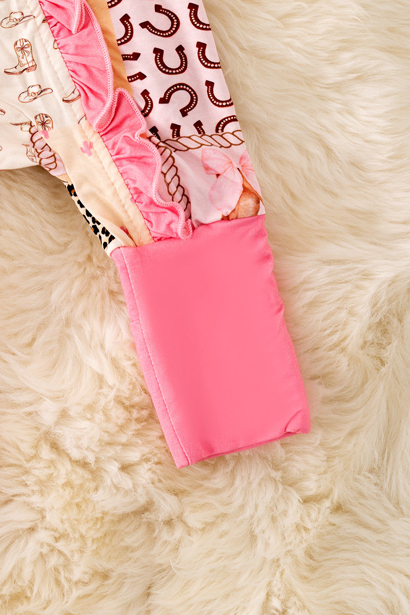 🎍Bamboo western baby onesie with matching headband. RPG52354