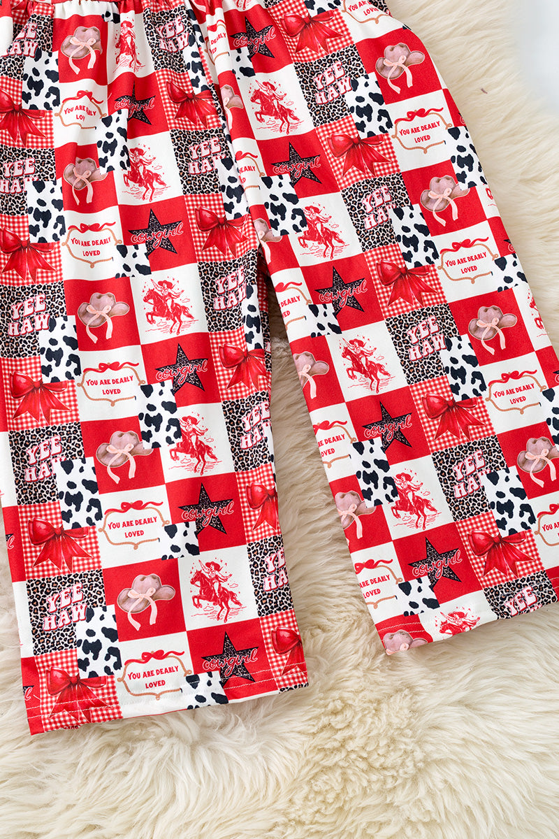Dearly loved" western printed jumpsuit.