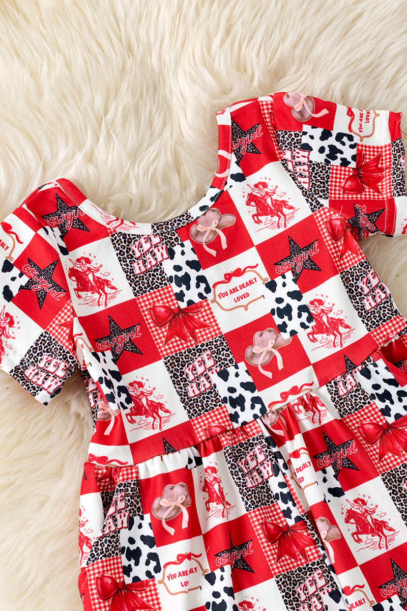 Dearly loved" western printed jumpsuit.