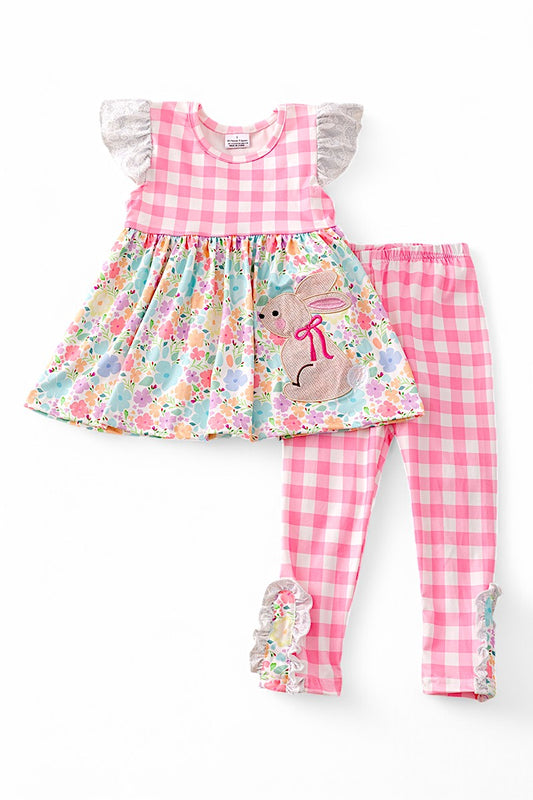 Easter bunny applique gingham tunic & matching leggings.