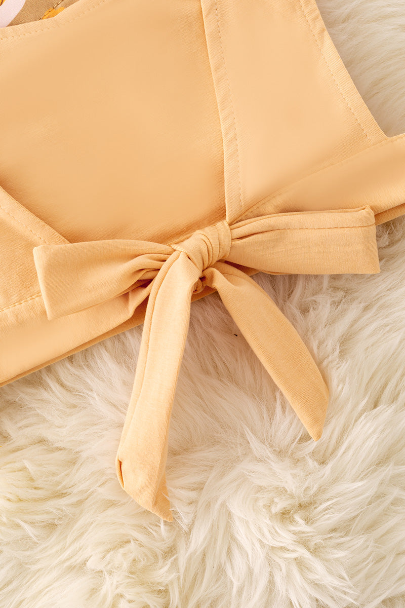 Multi printed pumpkin dress with vest. OFG51759