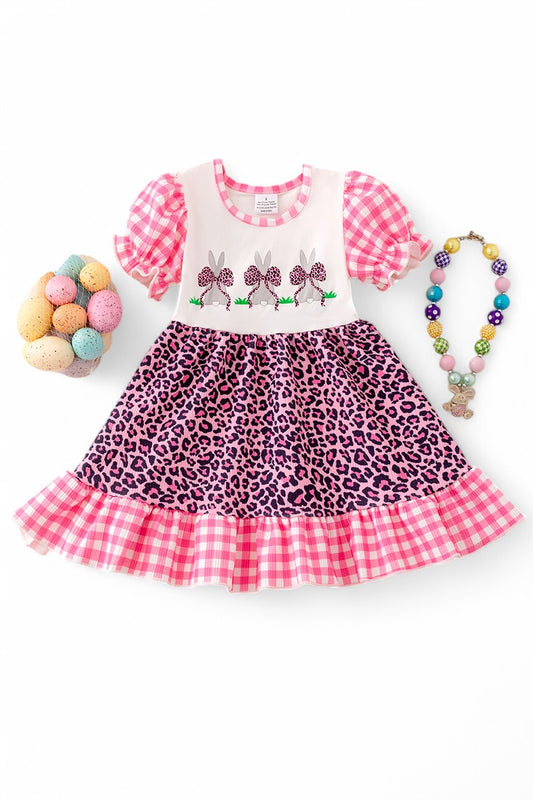 Easter bunny gingham & cheetah printed dress.