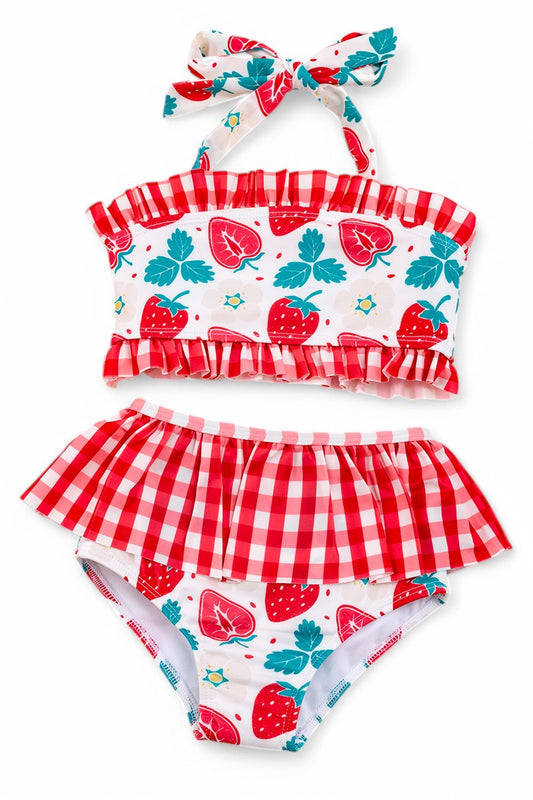 Sweet Strawberry girls 2 piece swim set.