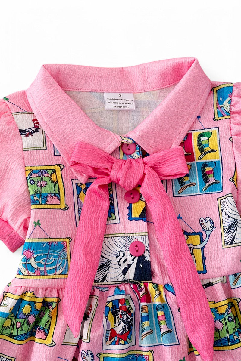 Multi printed Dr. Seuss girls dress.