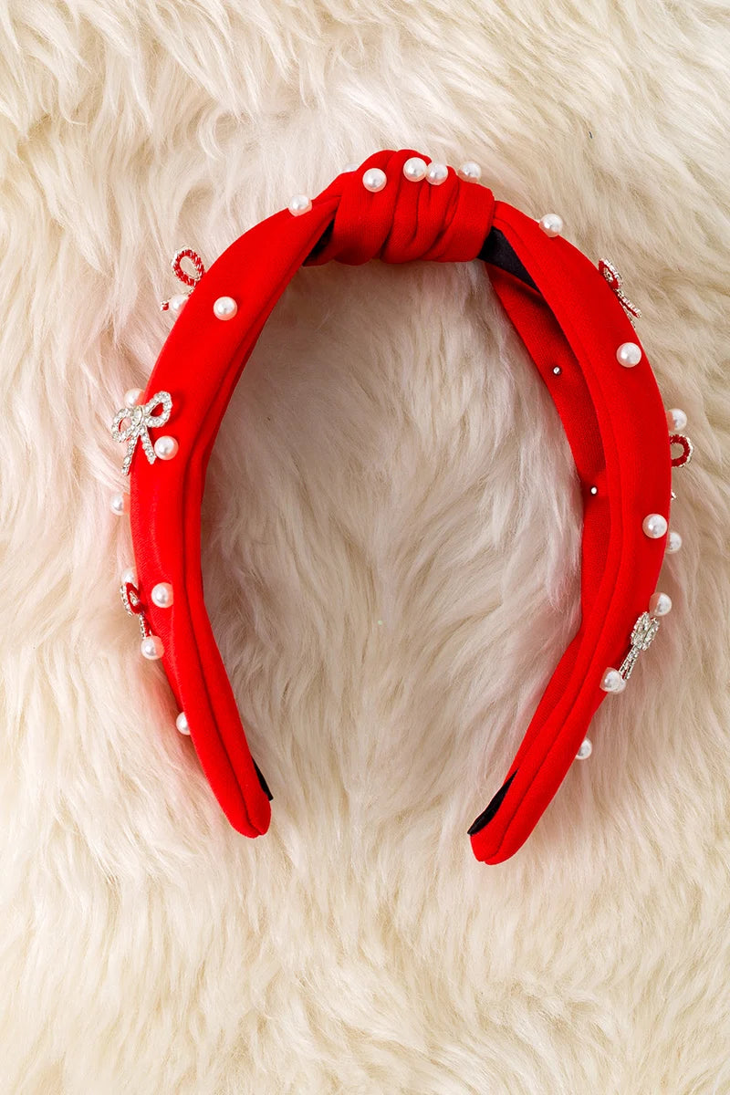 Girls Coquette bow & pearl headband.