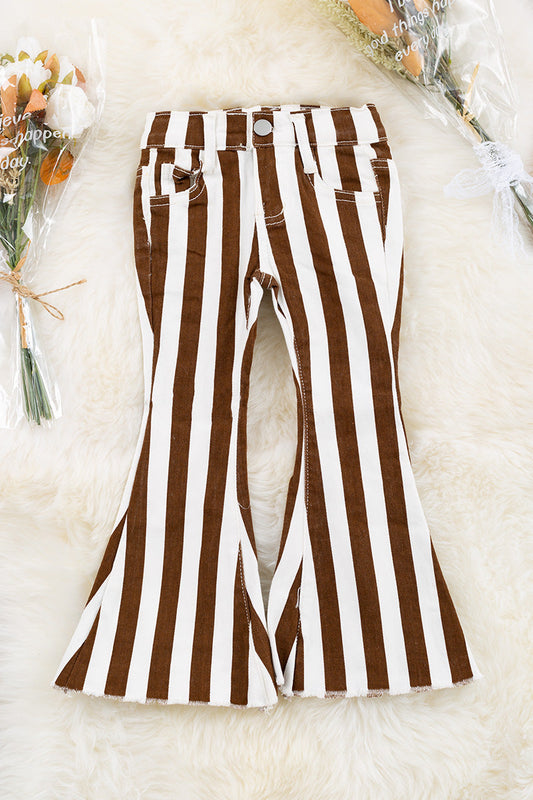 Brown Stripe bootcut pants.