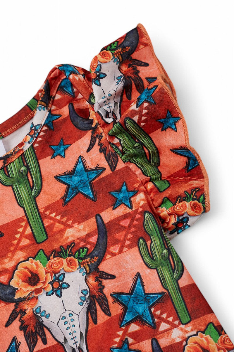 Western printed baby gown.