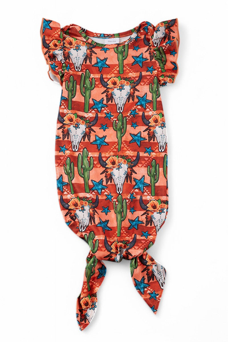 Western printed baby gown.