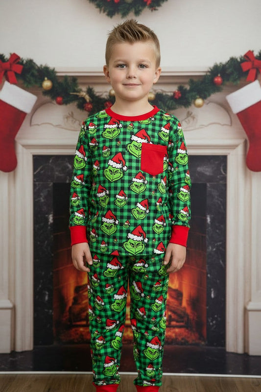 Unisex Christmas character printed pajamas set. BLP0423-3-S