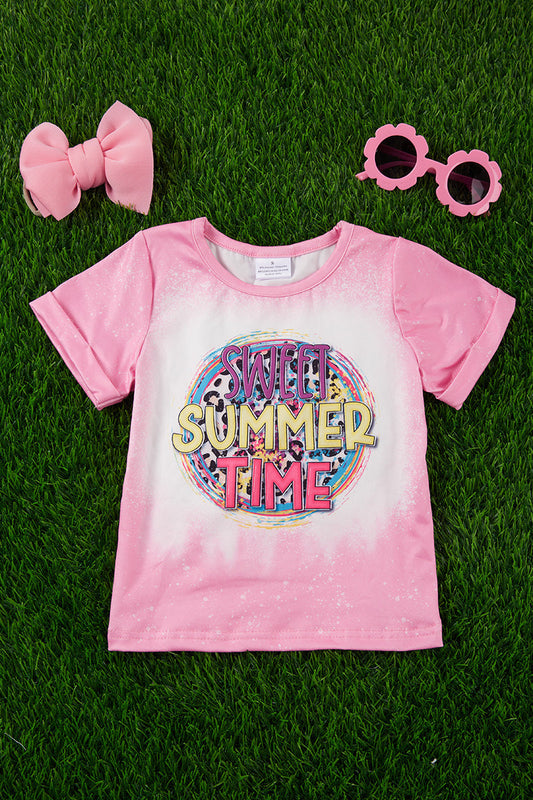 "Sweet Summer Time" bleached pink tee shirt