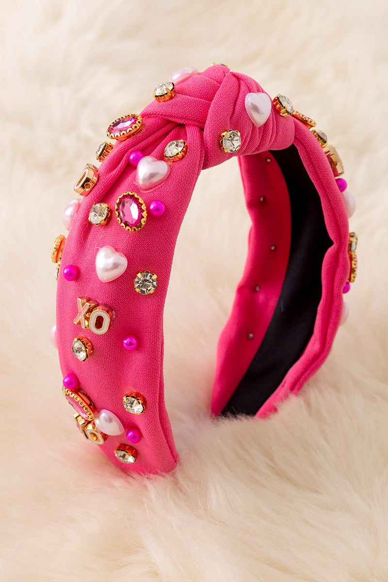 XO XO Rhinestone, bead Valentines headbands.