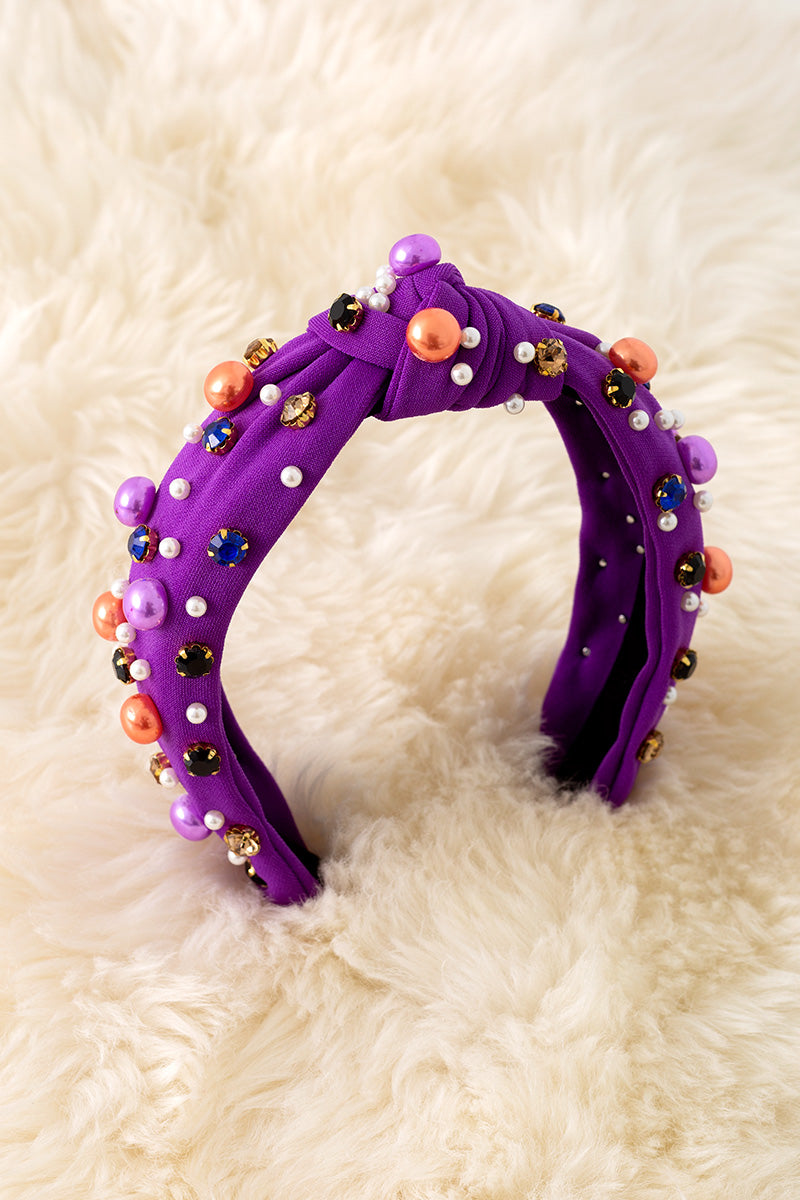 Purple or black multi-color bead girls headband.
