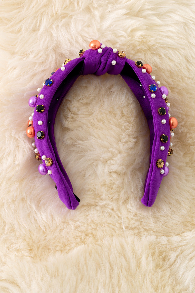 Purple or black multi-color bead girls headband.
