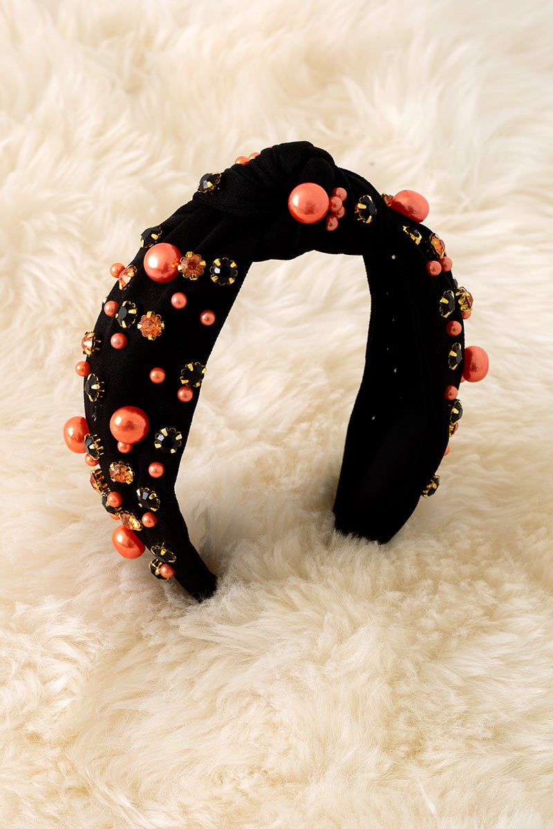 Purple or black multi-color bead girls headband.