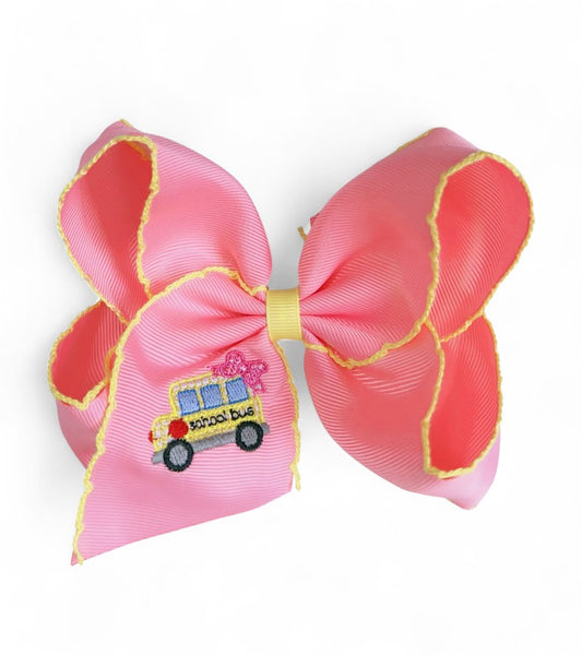Back to school embroidery and moon stitch hair bows.