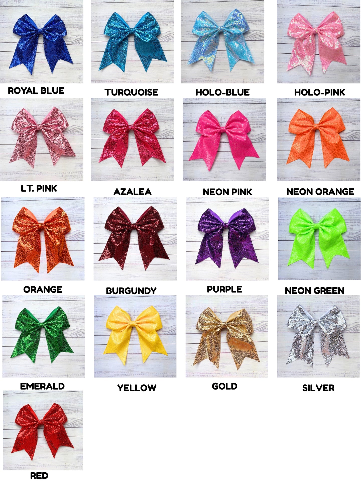 Sequins cheer hair bows w/alligator clip.