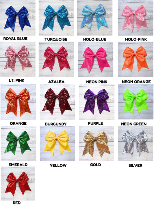 Sequins cheer hair bows w/alligator clip.