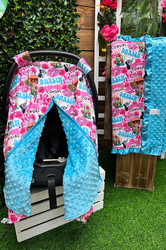 Darlin, yeehaw multi-printed car seat cover.ZYTG25153027 M