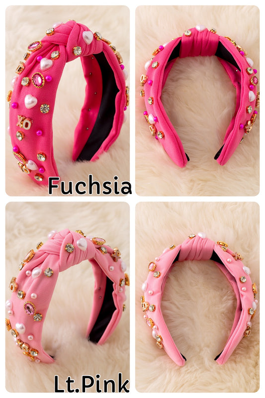 XO XO Rhinestone, bead Valentines headbands.