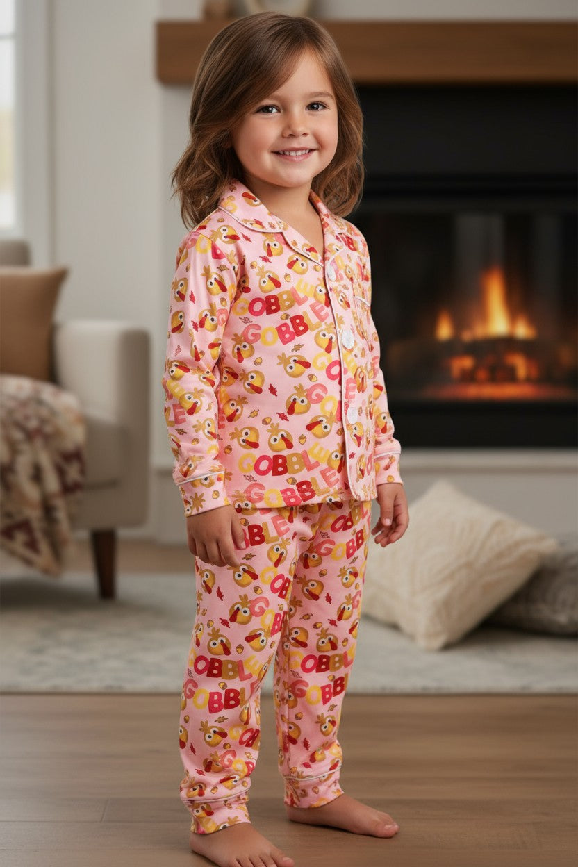 Gobble Gobble! Thanksgiving girls pajamas.