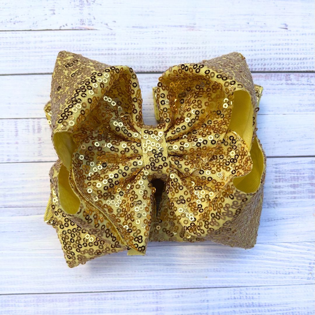 6.5" Double layer sequins hair bows.