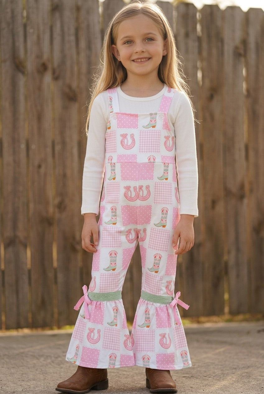 Pink Western patchwork girls romper. (Shirt not included) GSD040801-2MON