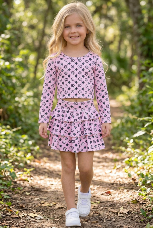 Pink Star inspired long sleeve top and skort. Active wear, High-Performance fabric. GLD021001-4-S