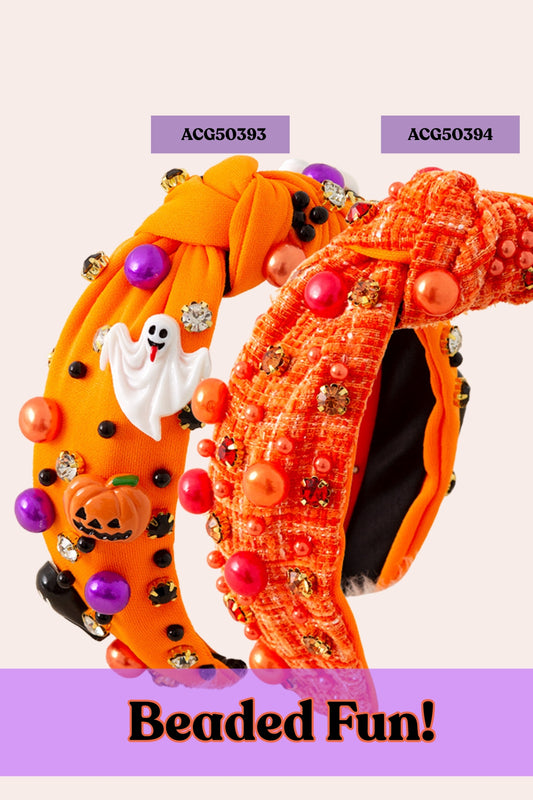 Halloween/Orange beaded girls headbands.