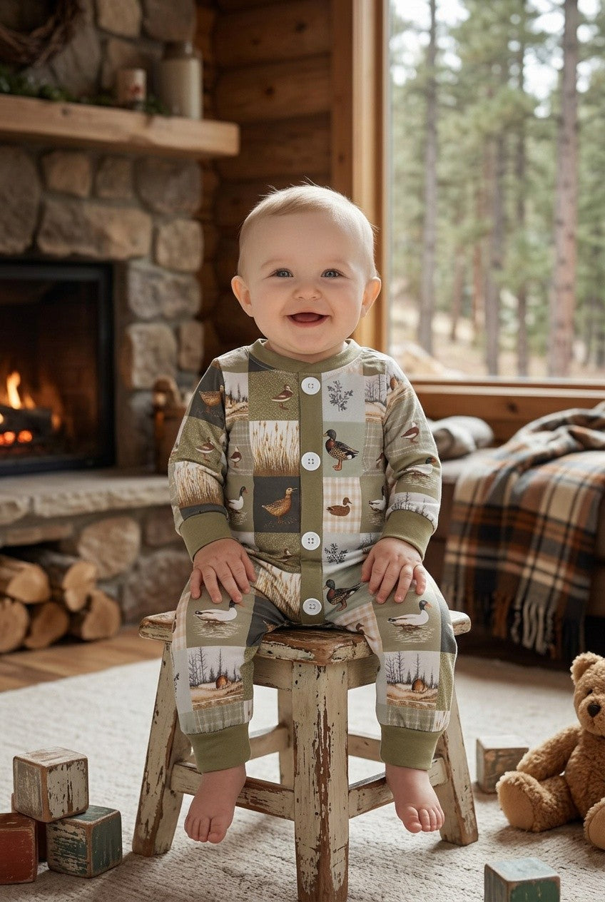DUCK PATCHWORK PRINTED BABY ROMPER. LR0425-12-A