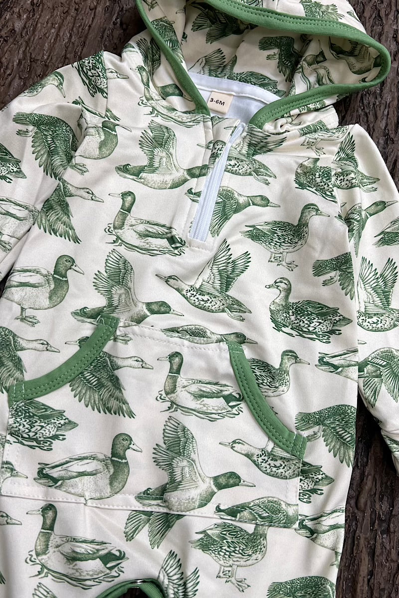 DUCK PRINTED BABY ROMPER WITH HOODIE. LR0425-14-A