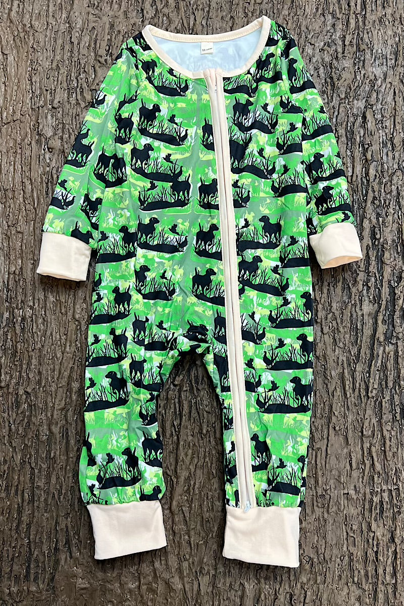 HUNTER BABY! GREEN & BLACK MULTI-PRINTED BABY ROMPER. LR0505 S