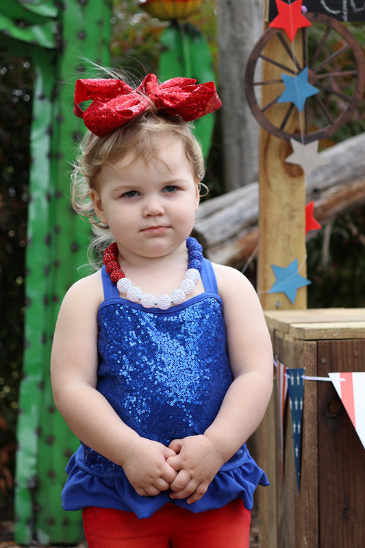 Sequin w/ ruffle tank top in Royal Blue